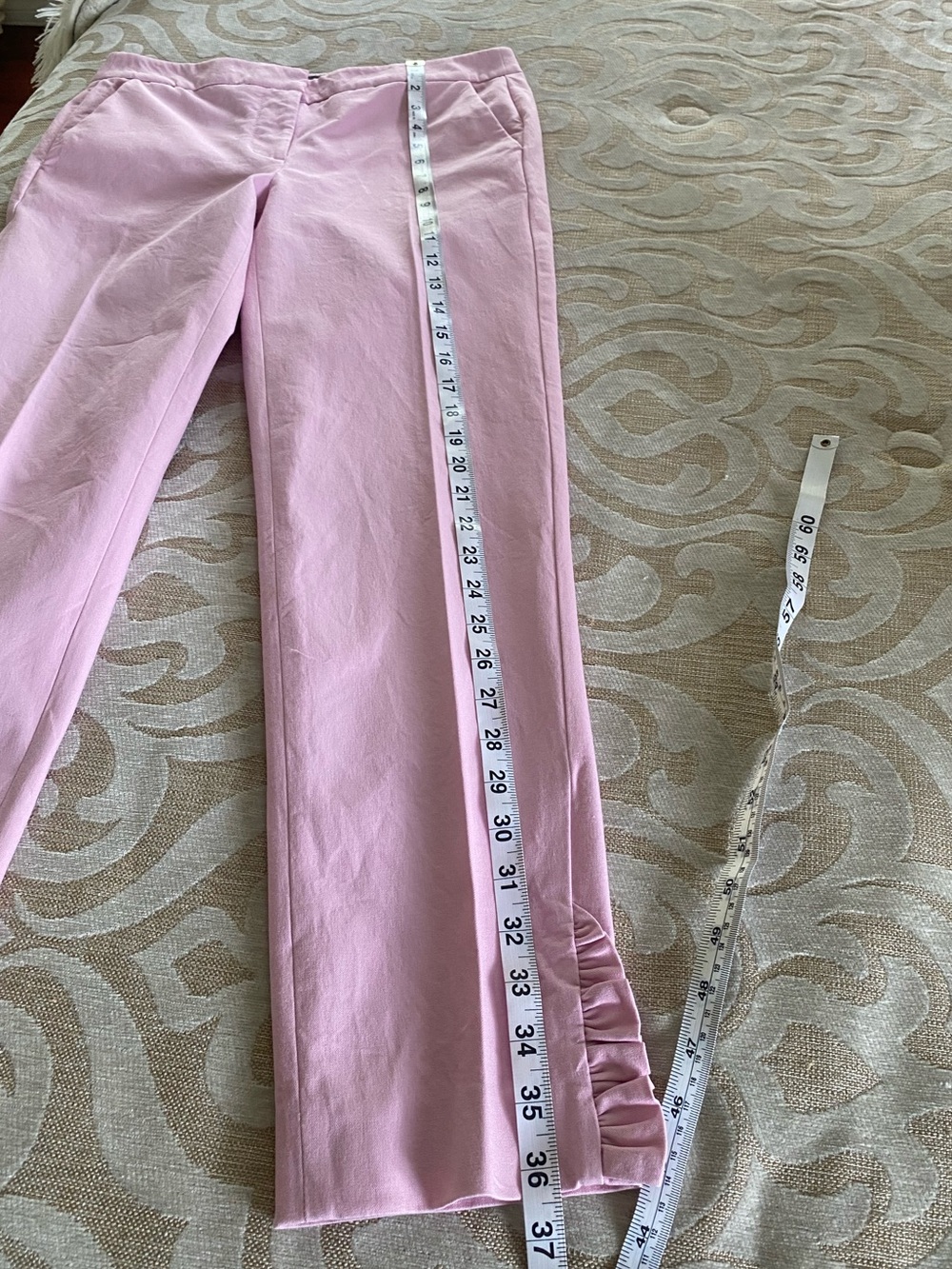 Talbots Blush Pink Ruffle Hem Ankle Pants Size 2 Stretch Cotton Career Casual - Picture 5 of 10